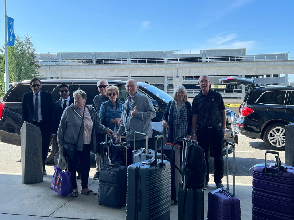 Passenger on Vancouver airport departures limo near airport